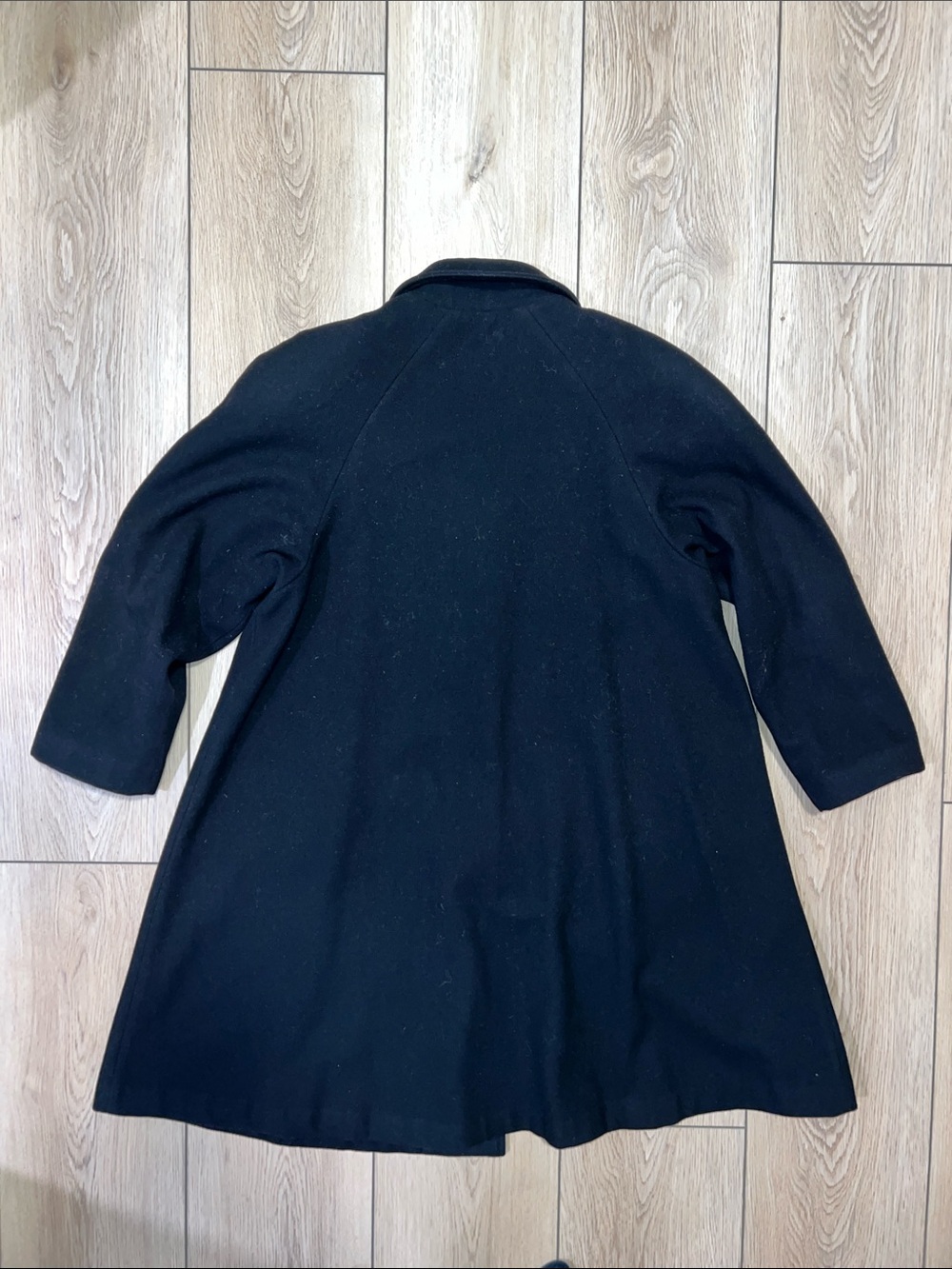 Vintage Westfield Black Pure Virgin Wool A-Line Pea Coat with Gold-Tone Buttons - Picture 9 of 10